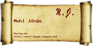 Mohl Jónás névjegykártya